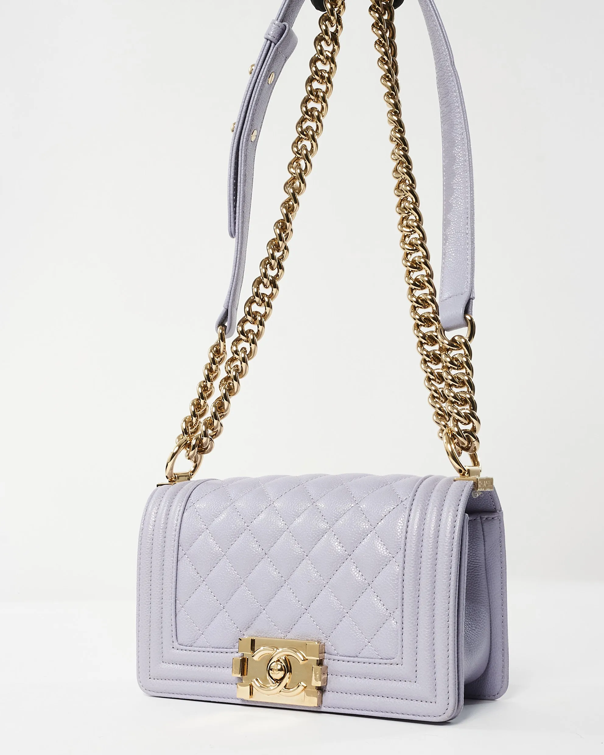 Chanel Lavender Caviar Leather Small Boy Bag CPHW