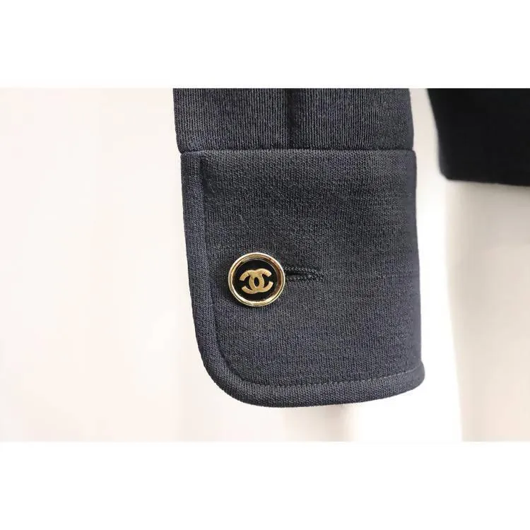CHANEL Navy Blue Double Knit Jacket and Skirt Set | Size EU 40