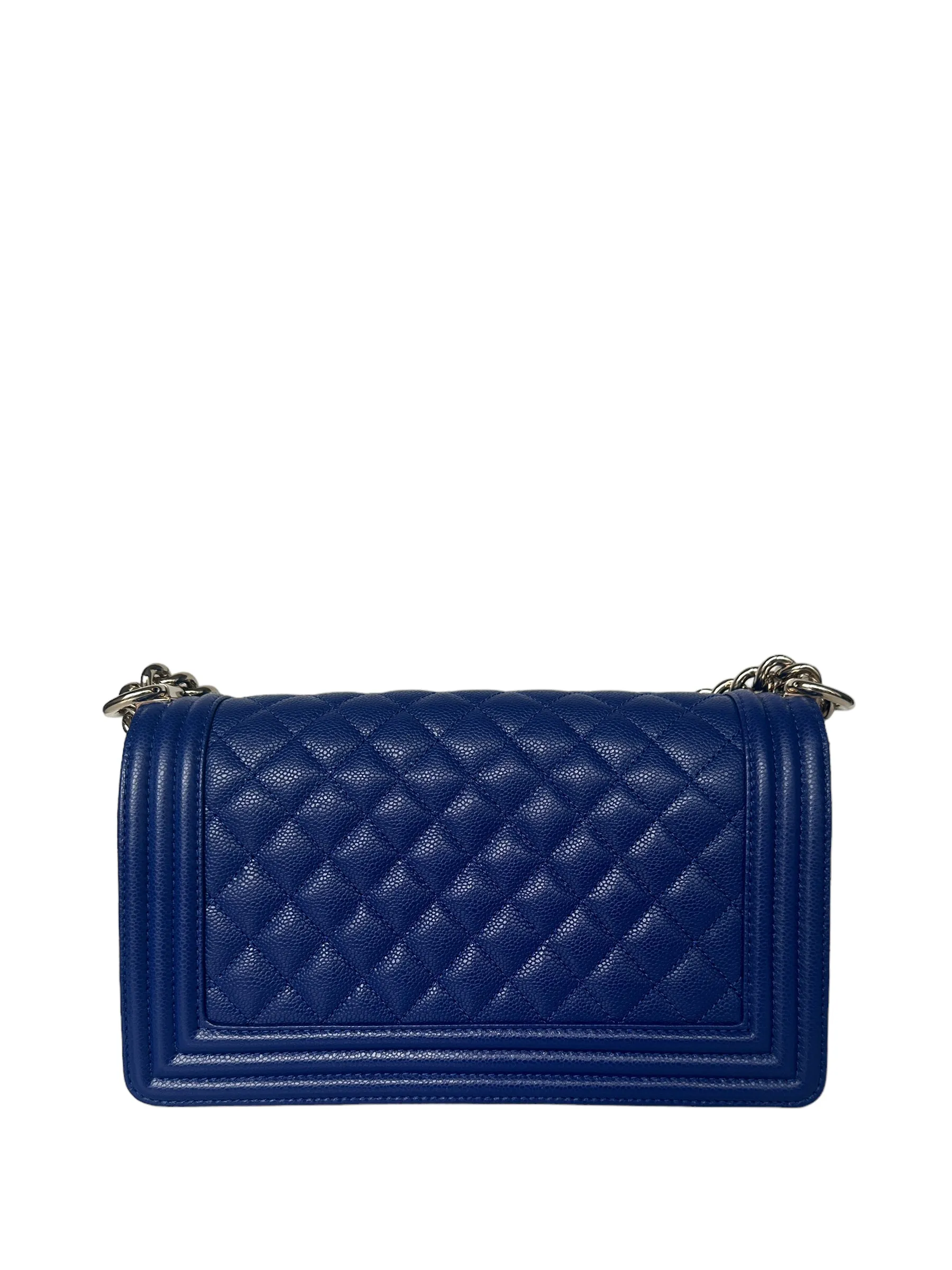 Chanel NEW Cobalt Blue Caviar Leather Quilted Medium Boy Bag