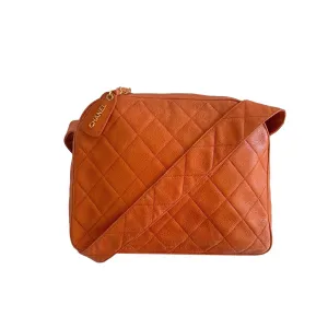 Chanel Orange Caviar Quilted Crossbody