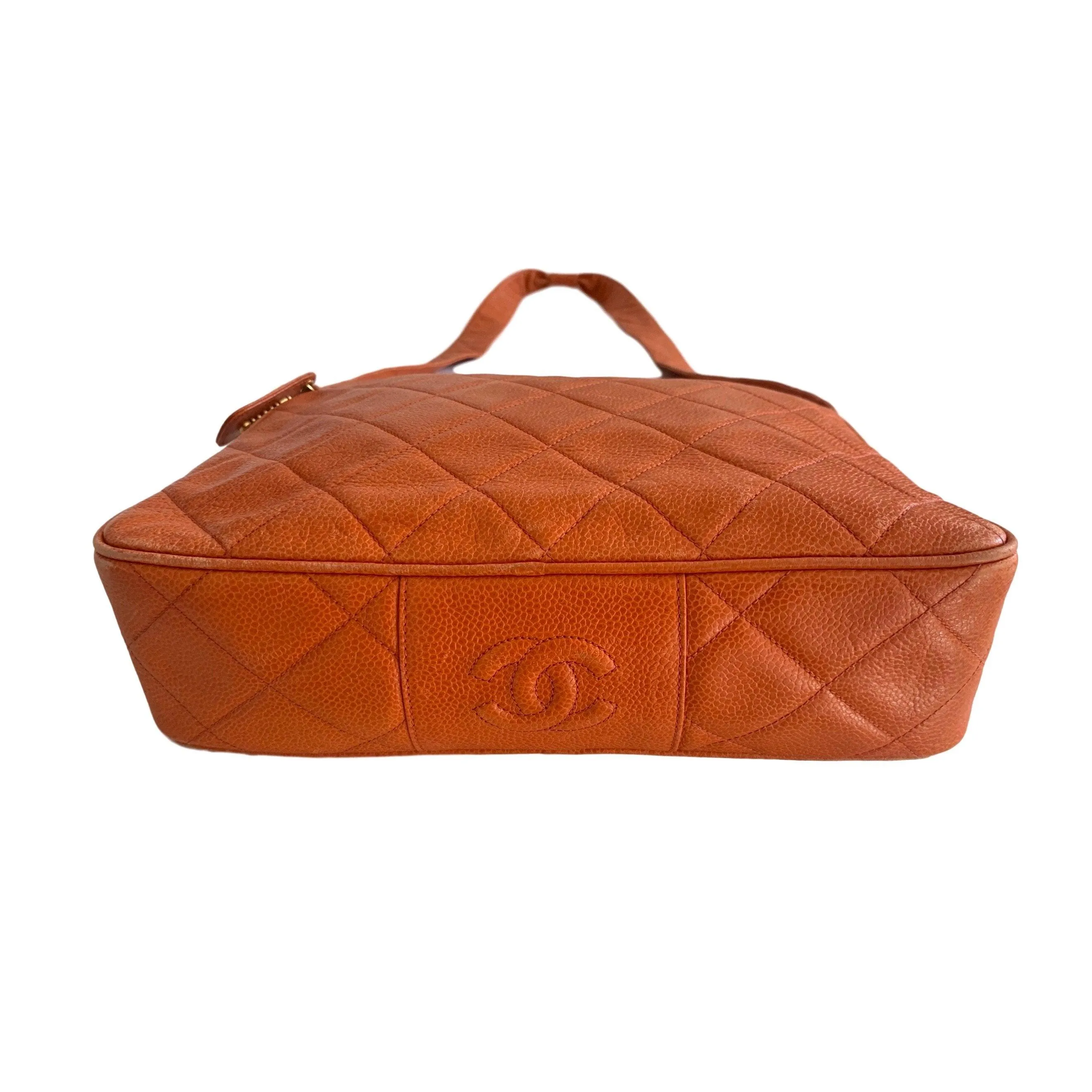 Chanel Orange Caviar Quilted Crossbody