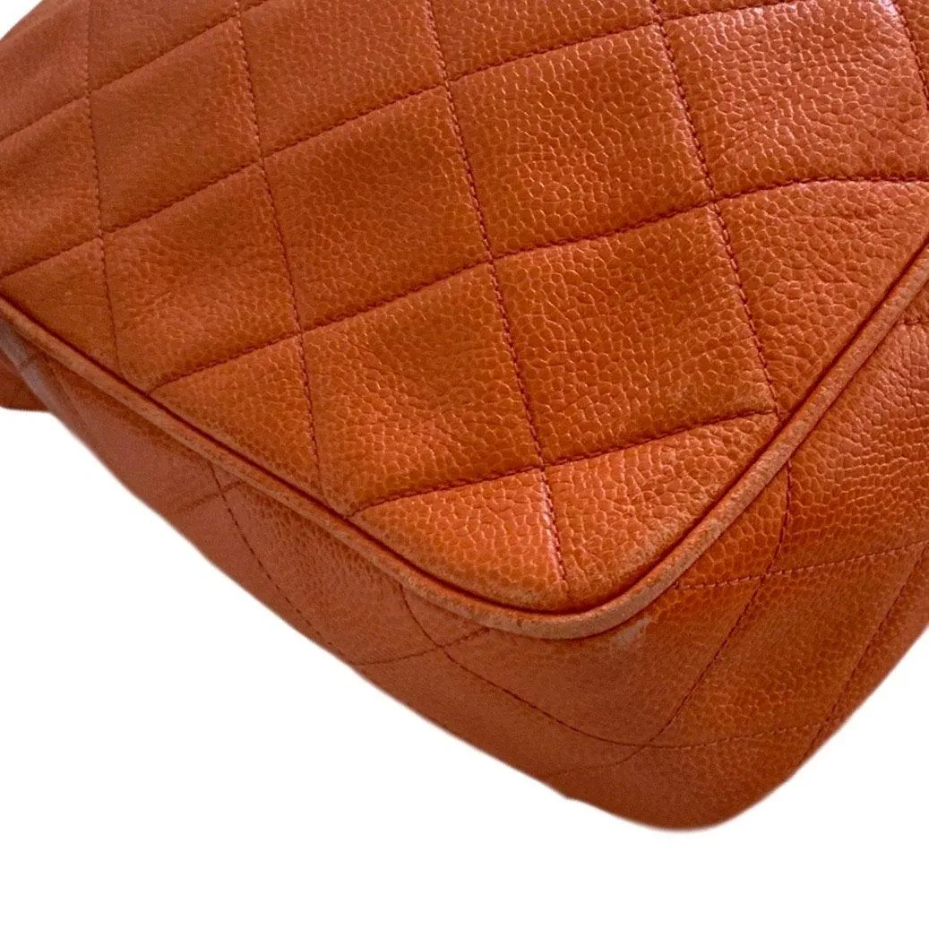 Chanel Orange Caviar Quilted Crossbody