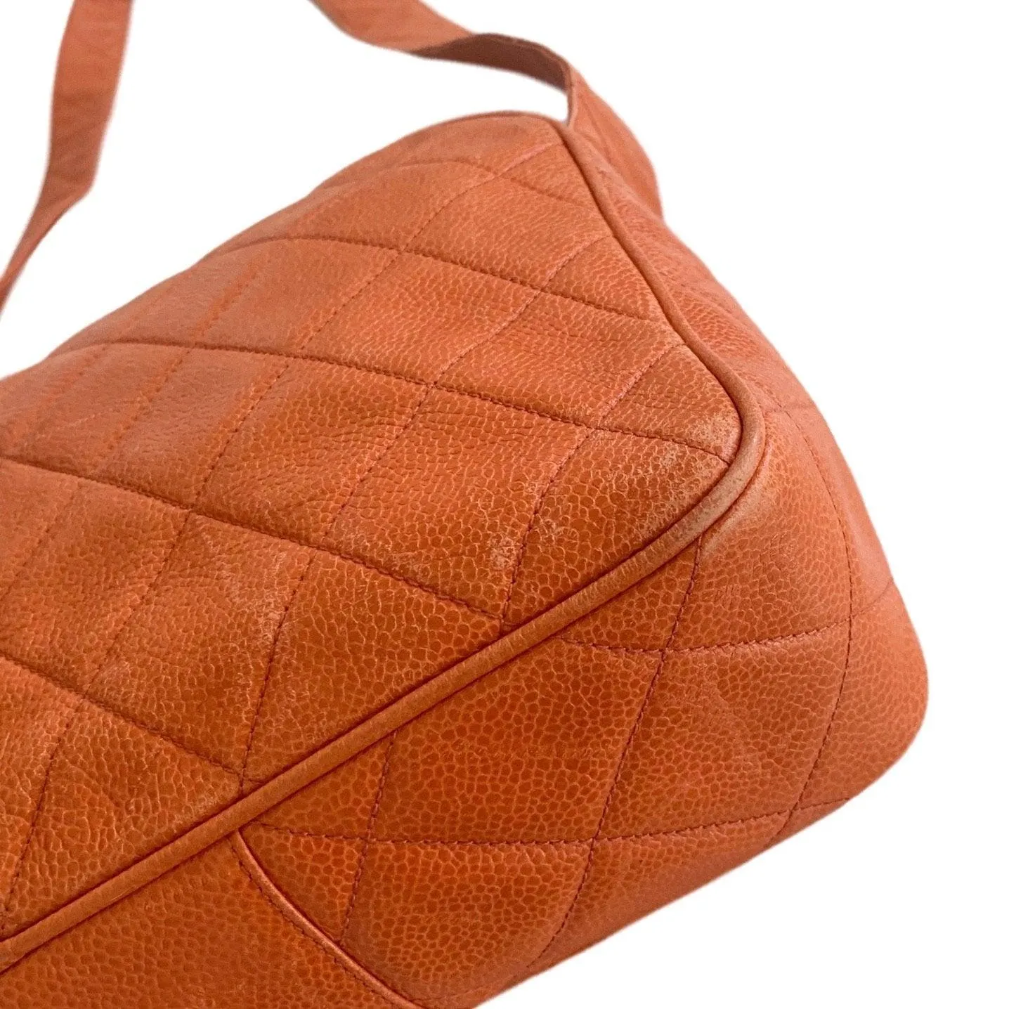 Chanel Orange Caviar Quilted Crossbody