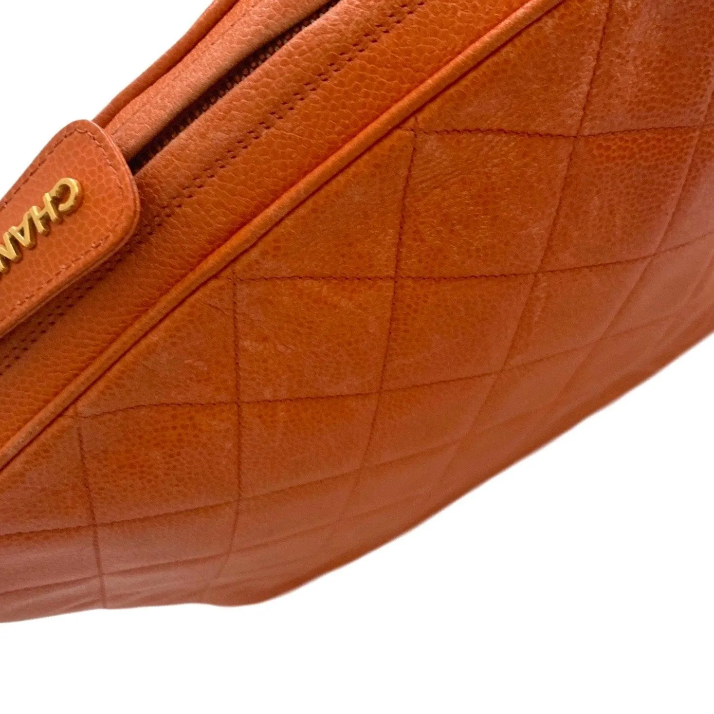 Chanel Orange Caviar Quilted Crossbody