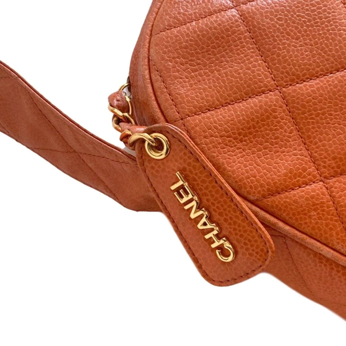 Chanel Orange Caviar Quilted Crossbody