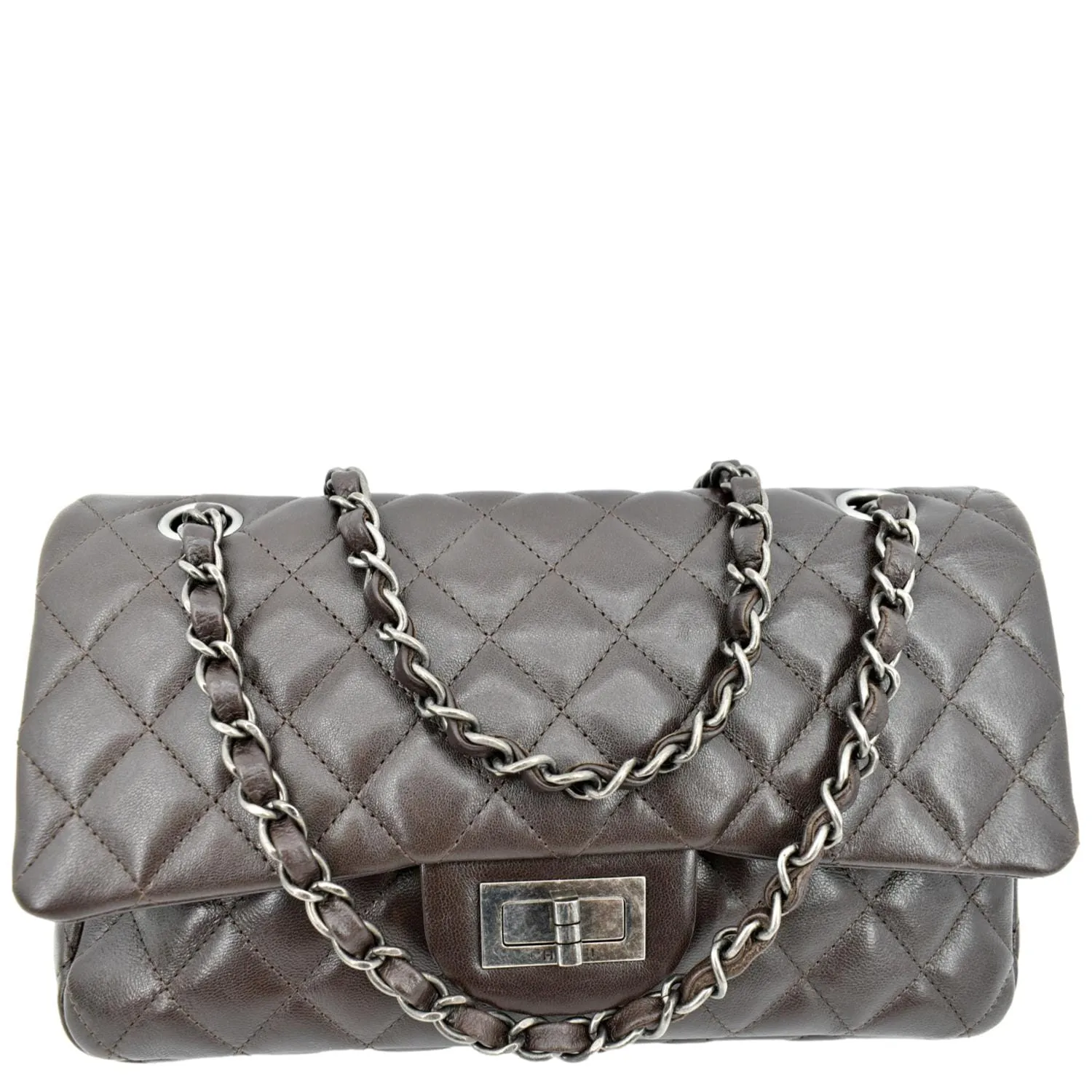 CHANEL Reissue Double Flap Leather Shoulder Bag Brown