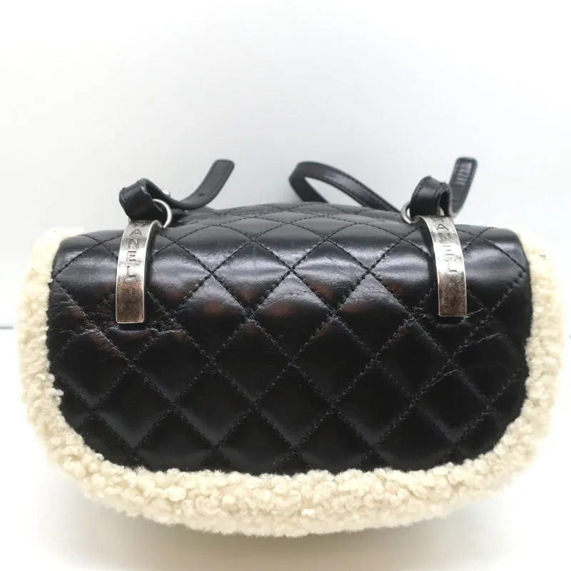 Chanel Small Mountain Backpack Cream Shearling & Black Quilted Leather Bag