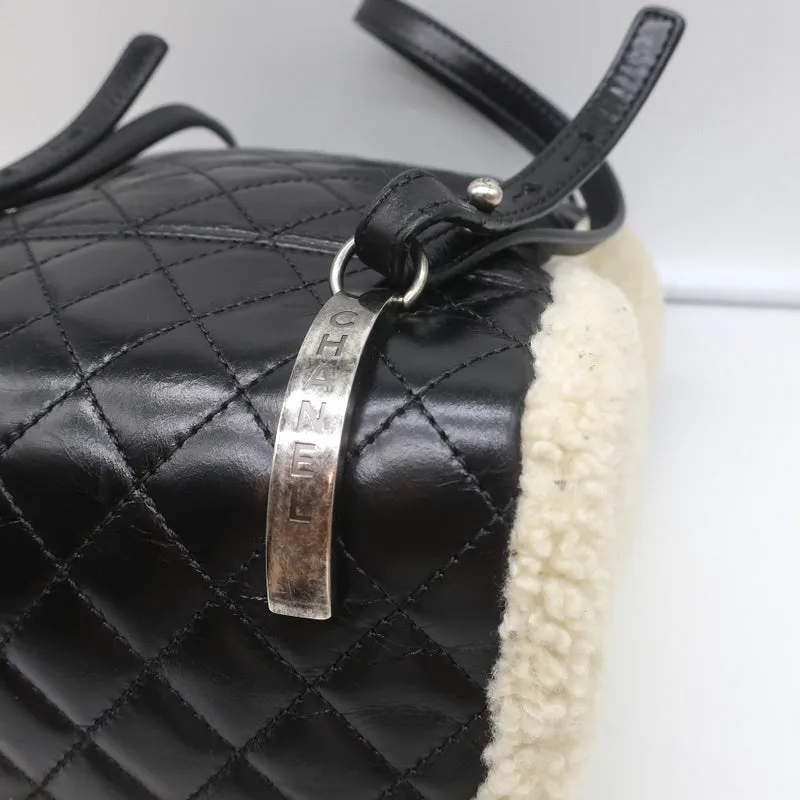 Chanel Small Mountain Backpack Cream Shearling & Black Quilted Leather Bag