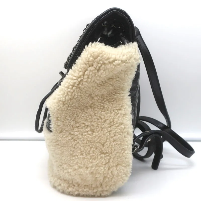 Chanel Small Mountain Backpack Cream Shearling & Black Quilted Leather Bag