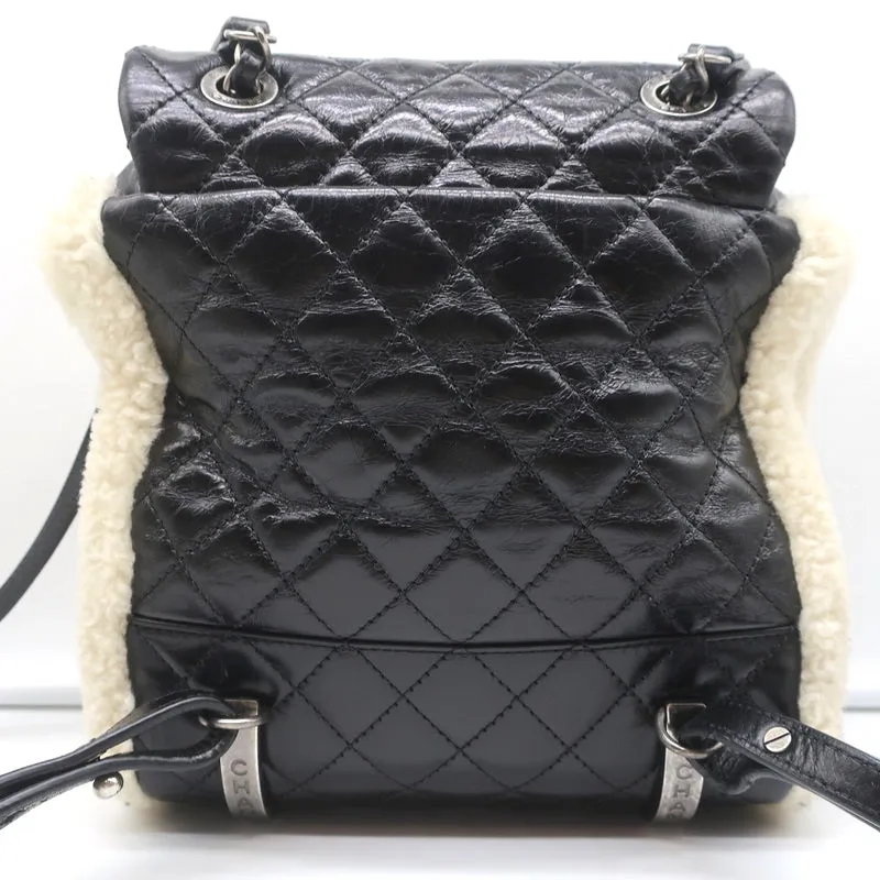 Chanel Small Mountain Backpack Cream Shearling & Black Quilted Leather Bag
