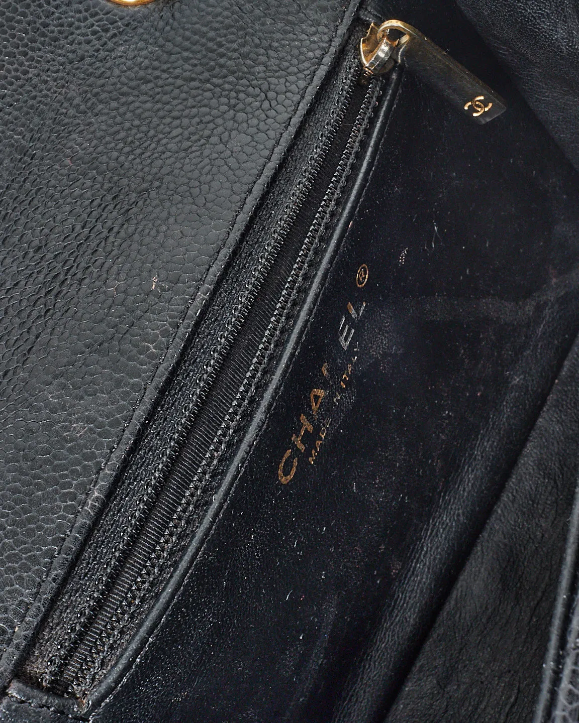 Chanel Vintage Black Caviar Leather Diana Crossbody Camera Bag