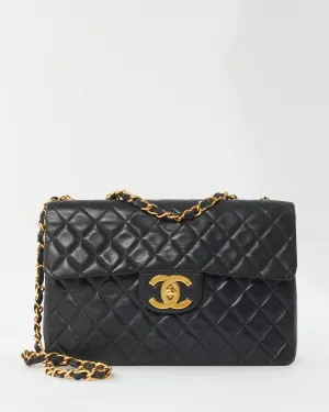 Chanel Vintage Black Lambskin Single Flap Maxi Bag XL GHW