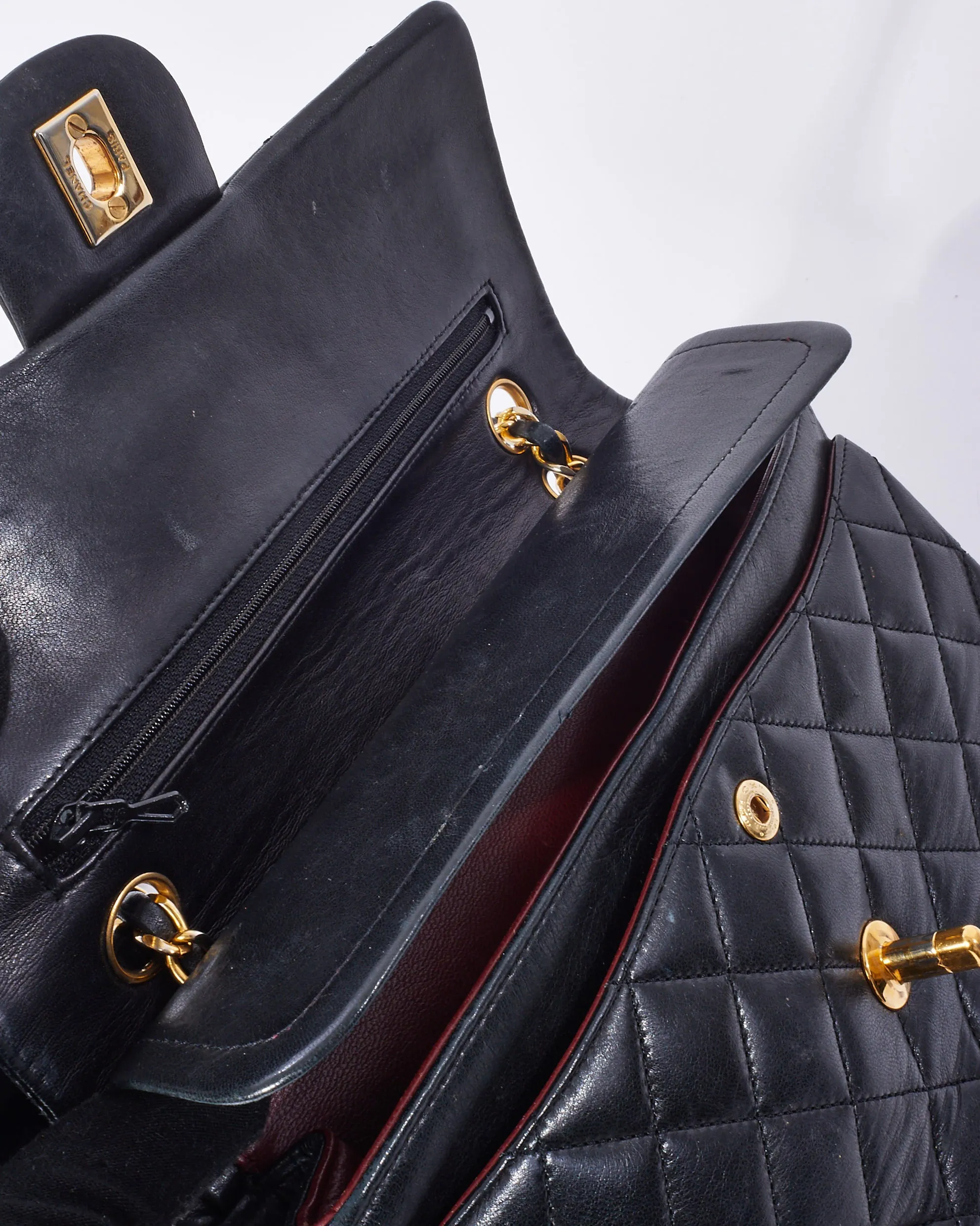 Chanel Vintage Black Lambskin Small Classic Double Flap Bag GHW