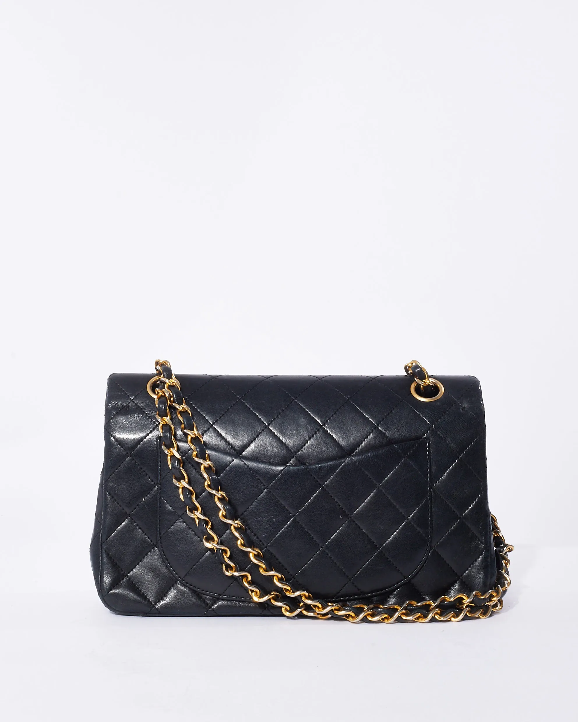 Chanel Vintage Black Lambskin Small Classic Double Flap Bag GHW