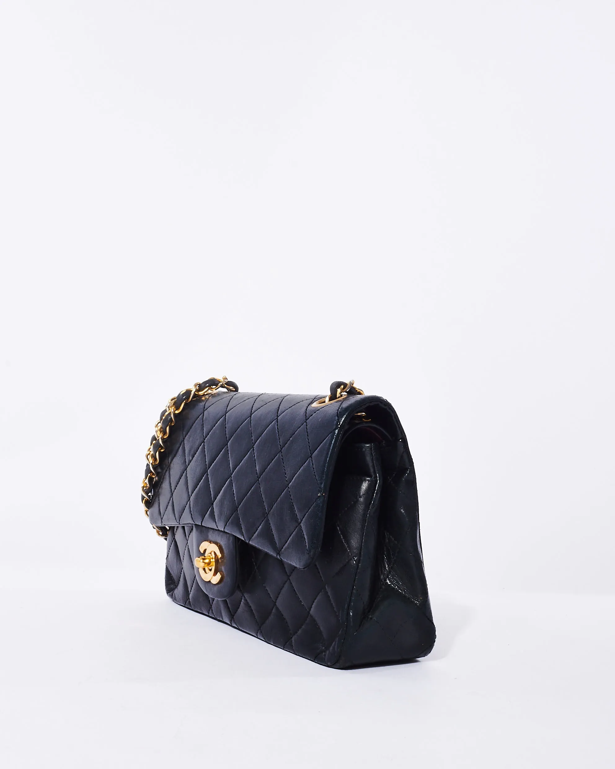 Chanel Vintage Black Lambskin Small Classic Double Flap Bag GHW