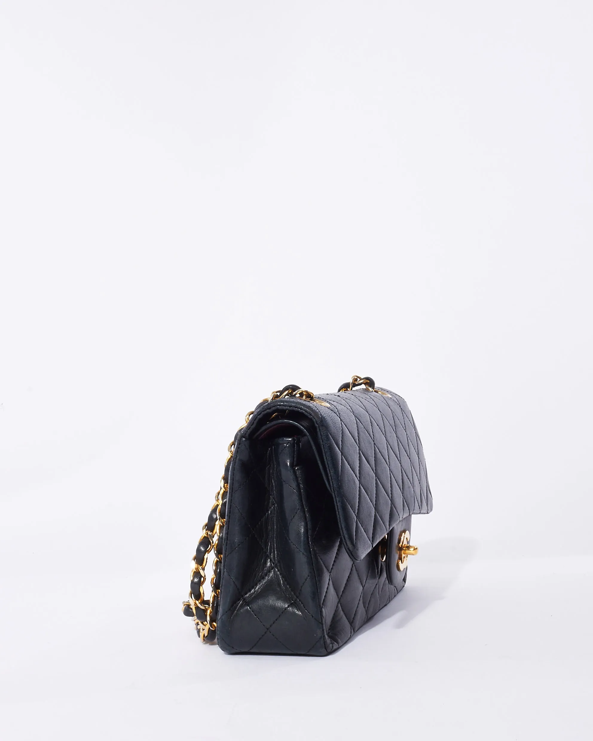 Chanel Vintage Black Lambskin Small Classic Double Flap Bag GHW