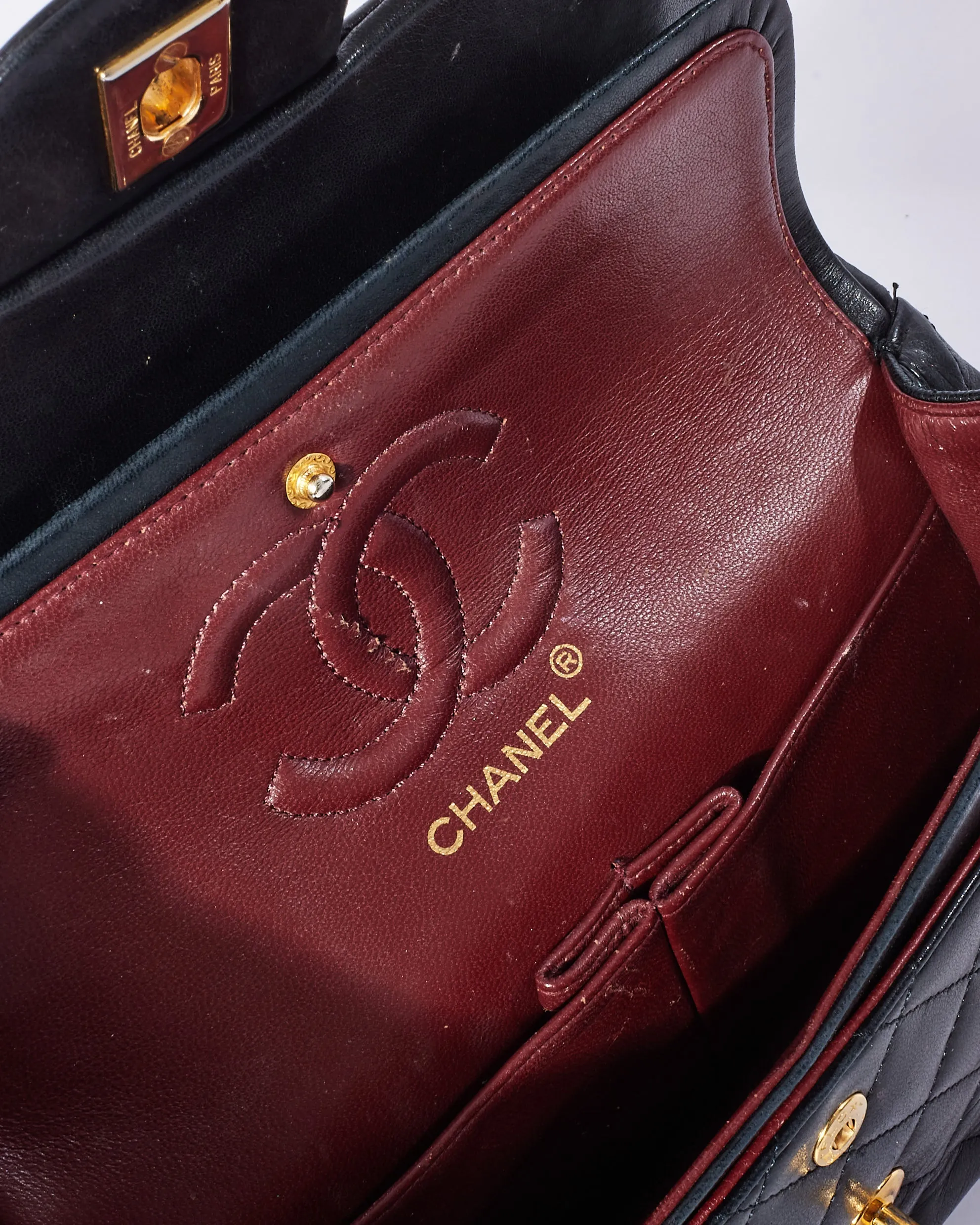 Chanel Vintage Black Lambskin Small Classic Double Flap Bag GHW