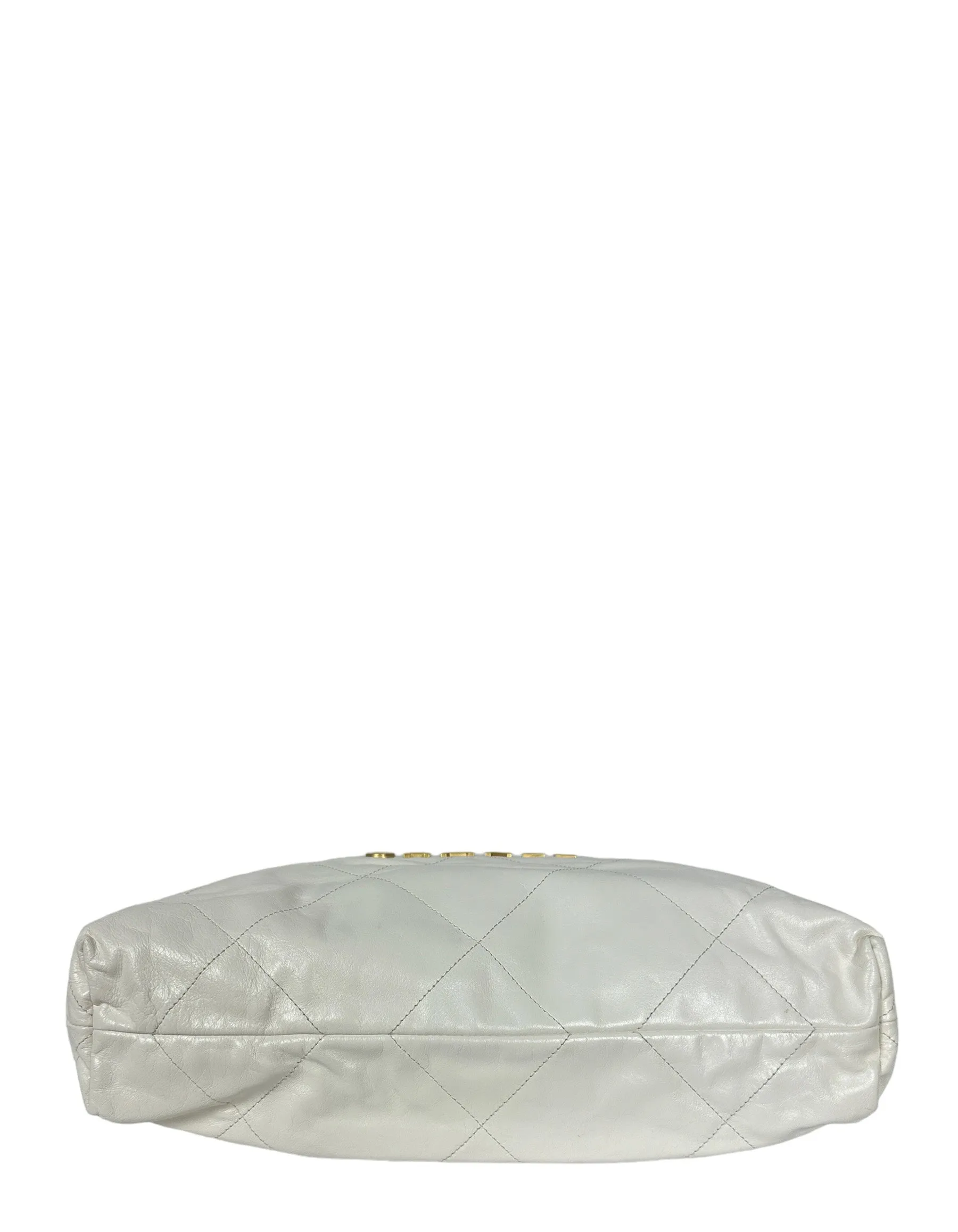 Chanel White Leather Quilted Chanel 22 Tote Bag