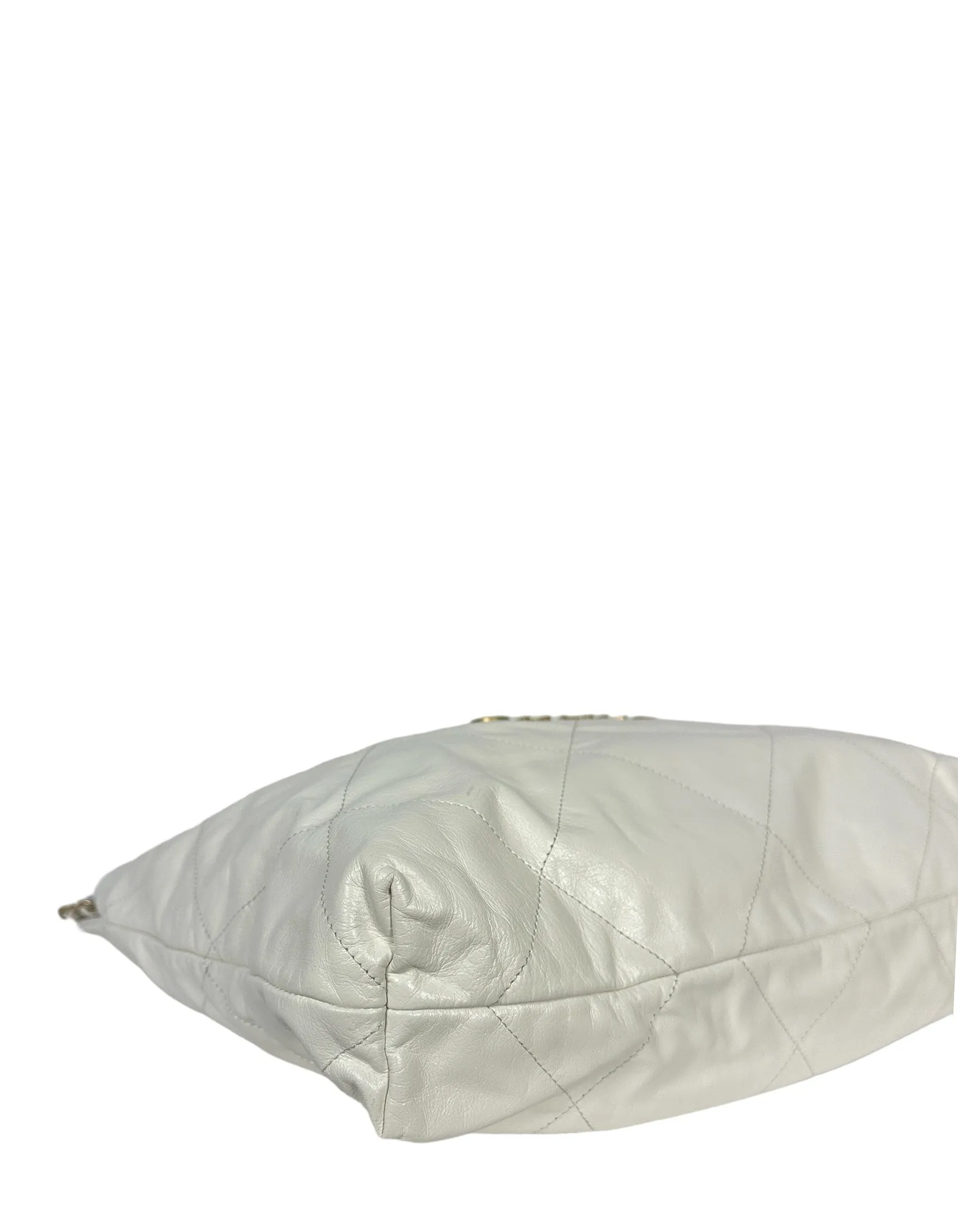 Chanel White Leather Quilted Chanel 22 Tote Bag