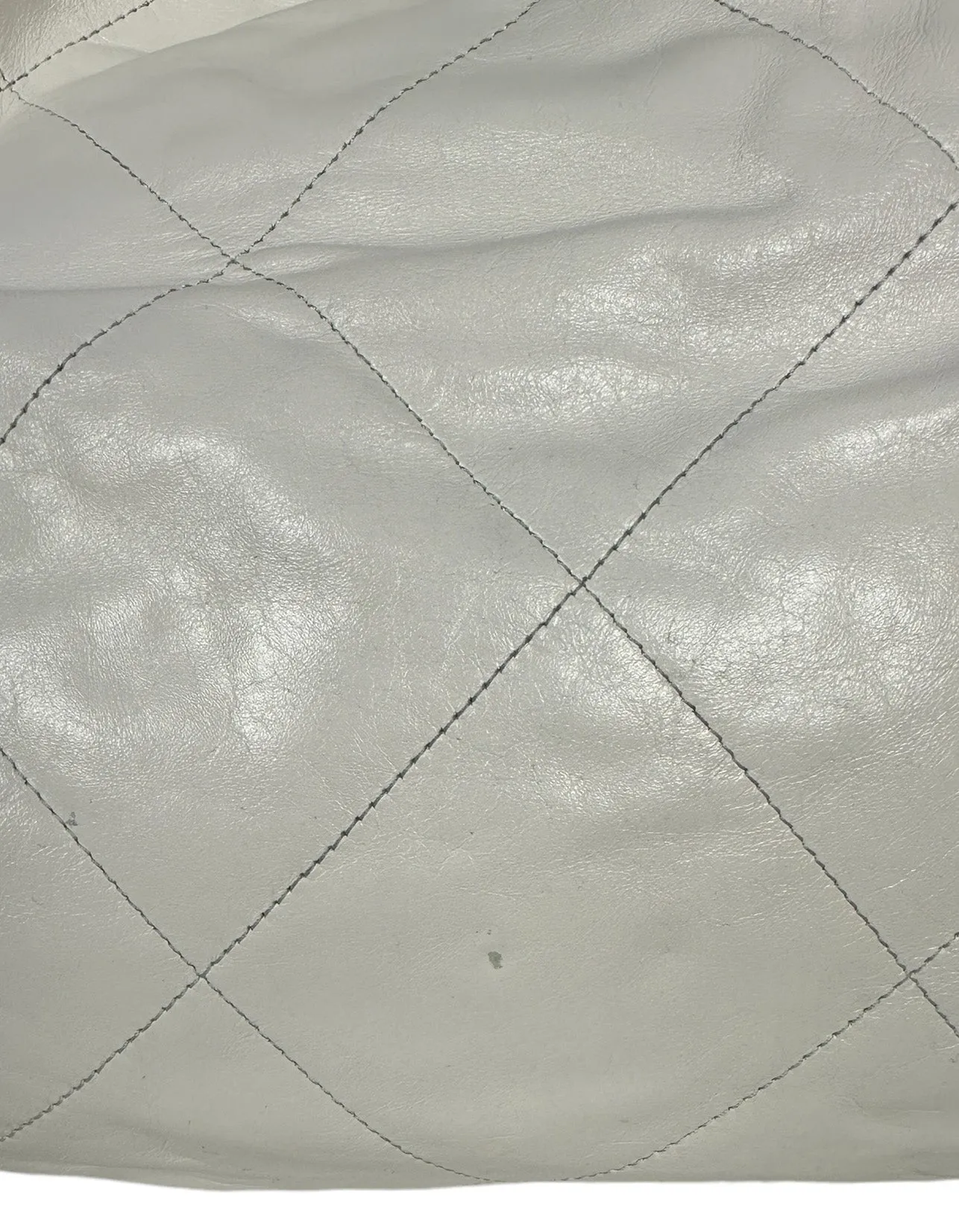 Chanel White Leather Quilted Chanel 22 Tote Bag