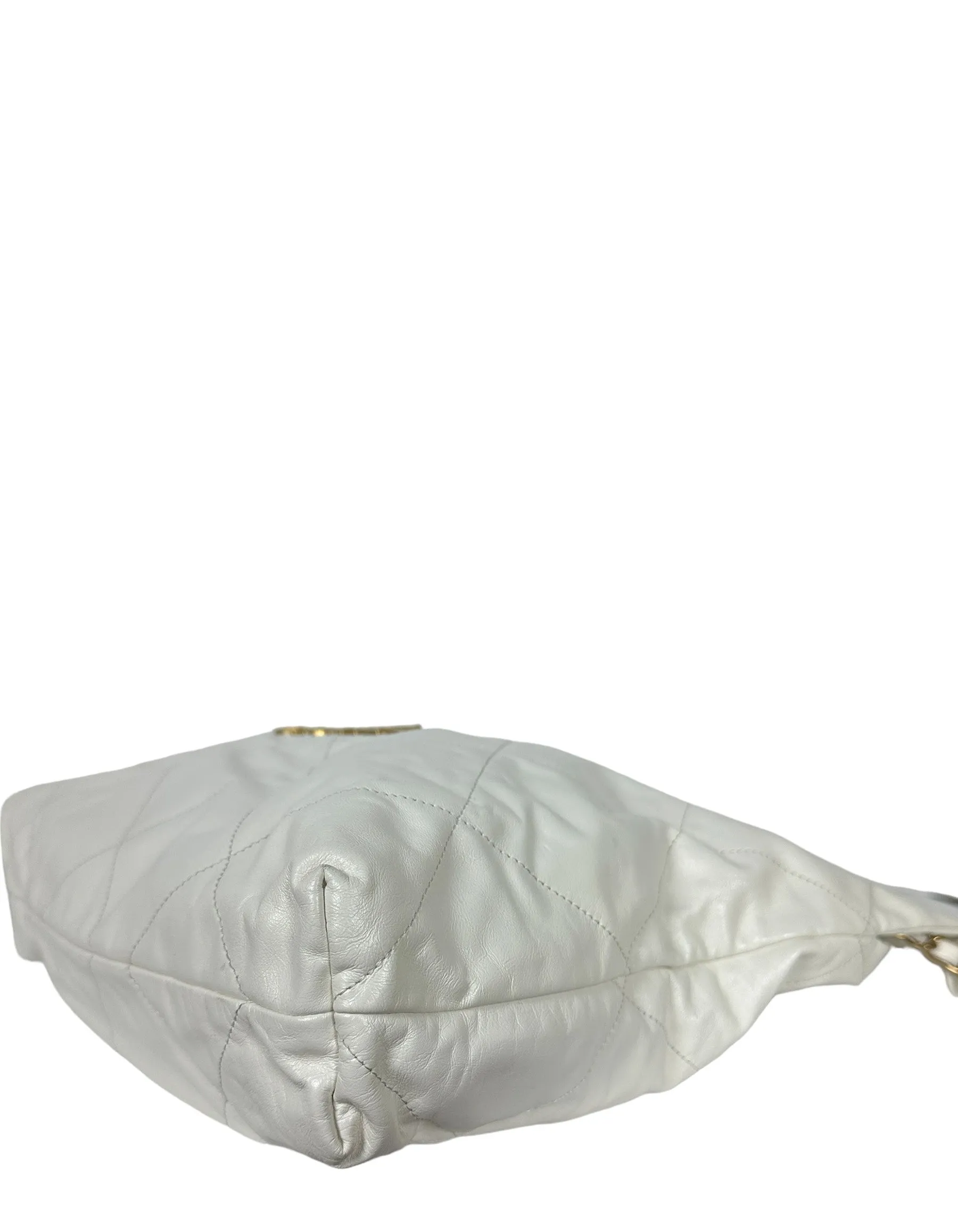 Chanel White Leather Quilted Chanel 22 Tote Bag
