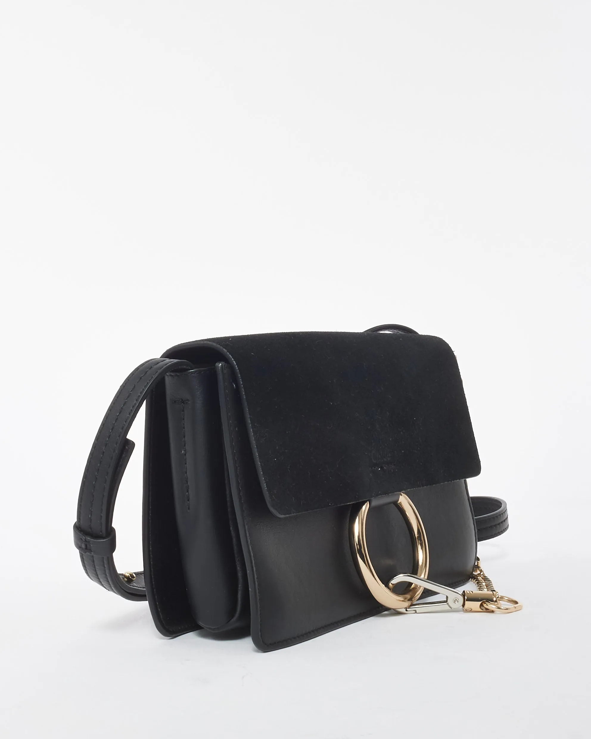 Chloé Black Suede & Leather Faye Crossbody Bag