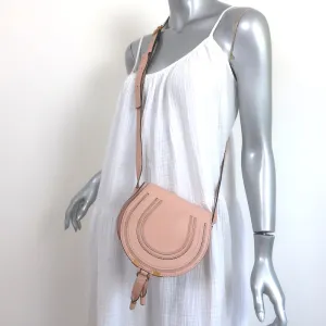 Chloe Marcie Mini Crossbody Saddle Bag Pale Pink Grained Leather