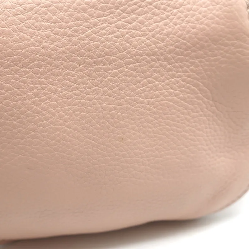 Chloe Marcie Mini Crossbody Saddle Bag Pale Pink Grained Leather