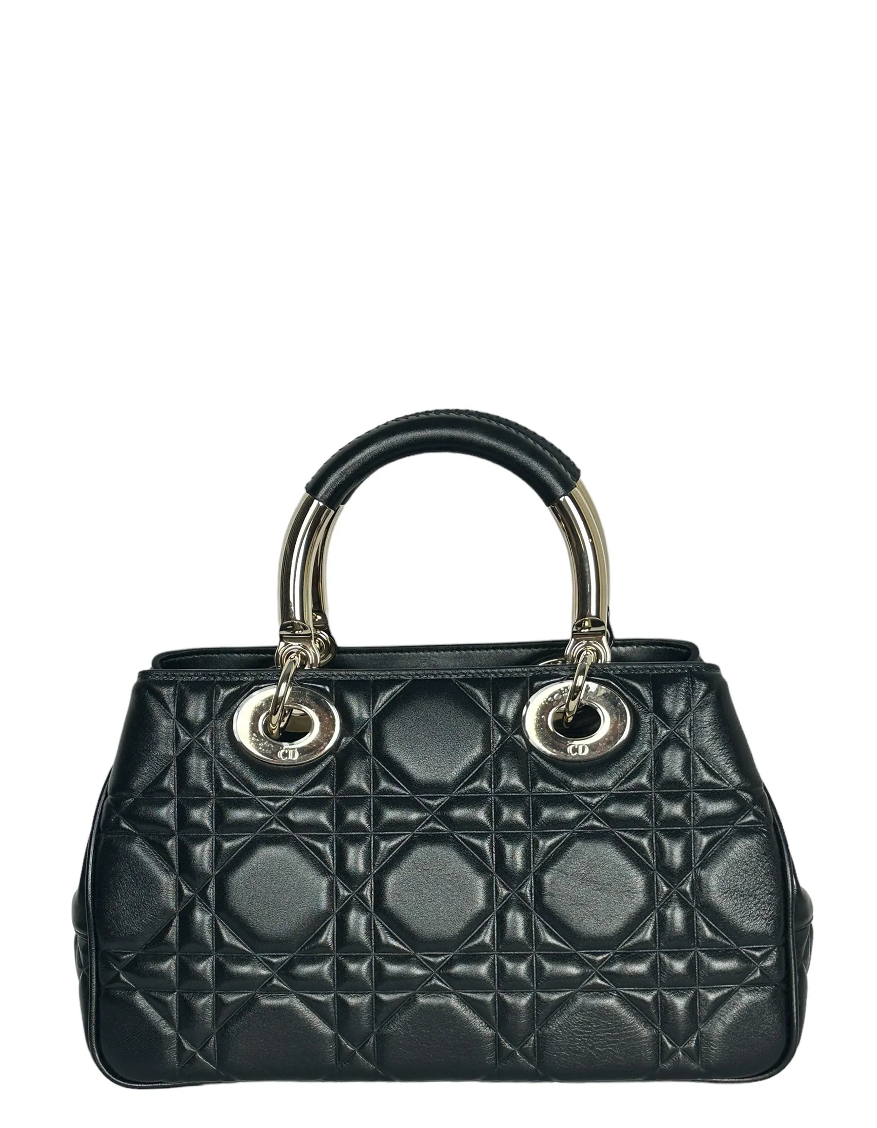 Christian Dior Black Leather Cannage Quilted The Lady 95.22 Bag