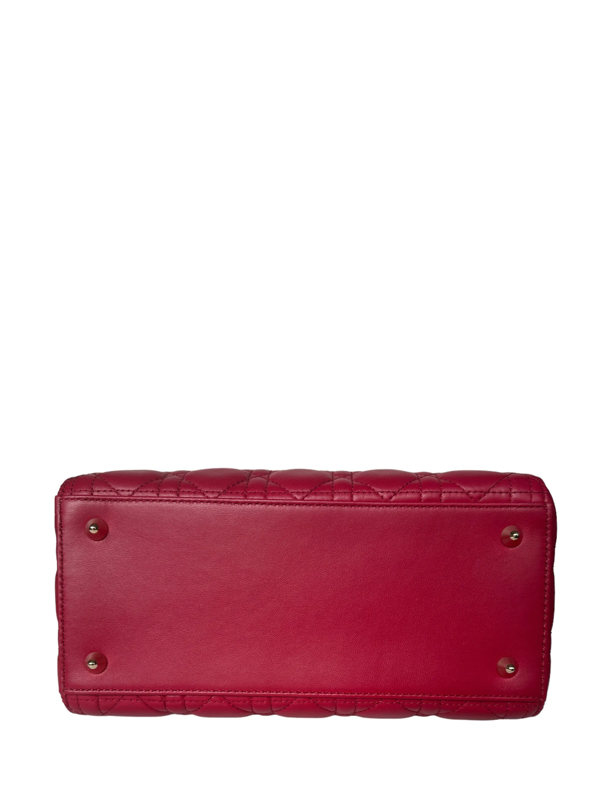 Christian Dior Red Leather Cannage Quilted Medium Lady Dior Bag