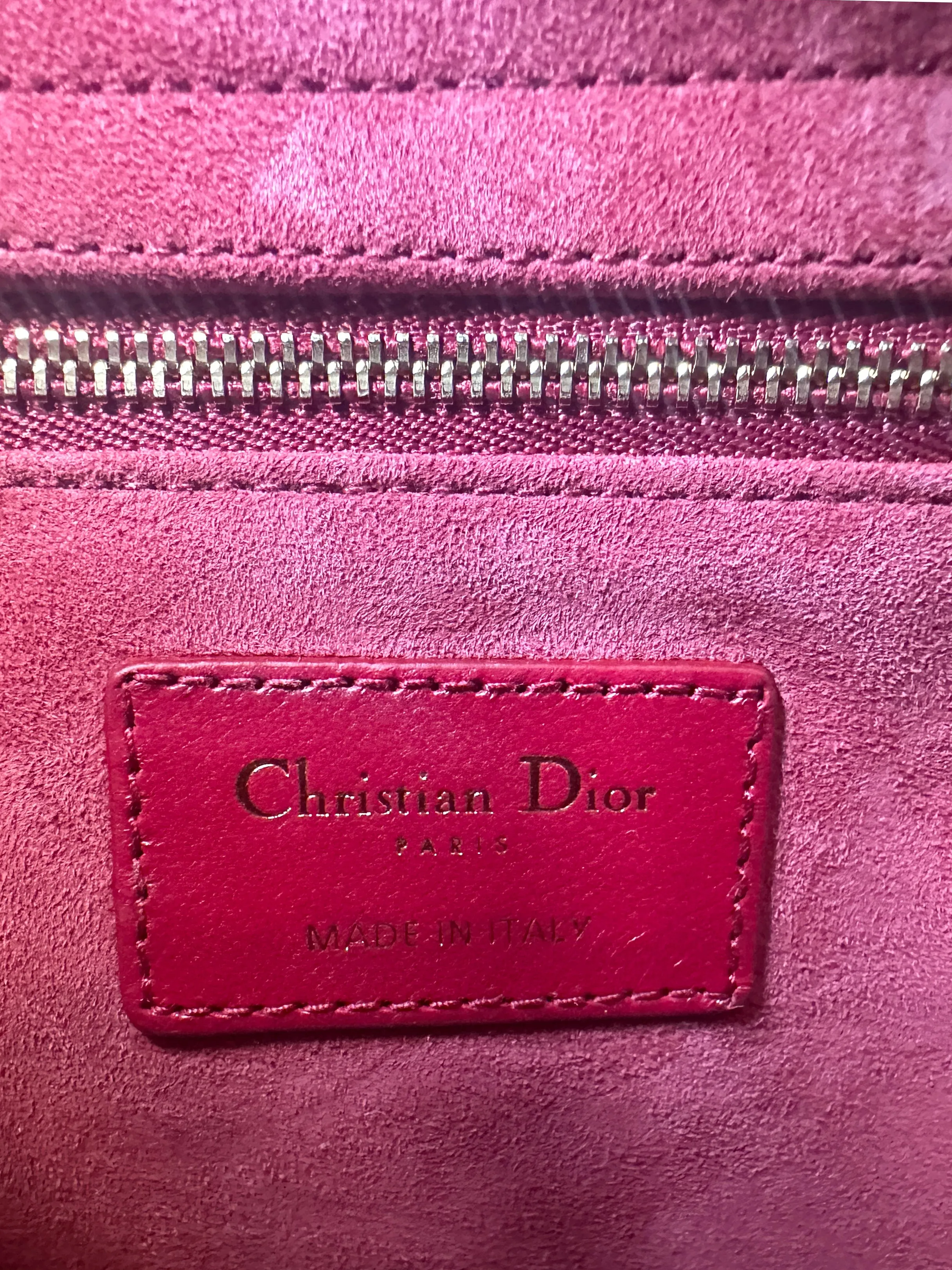 Christian Dior Red Leather Cannage Quilted Medium Lady Dior Bag