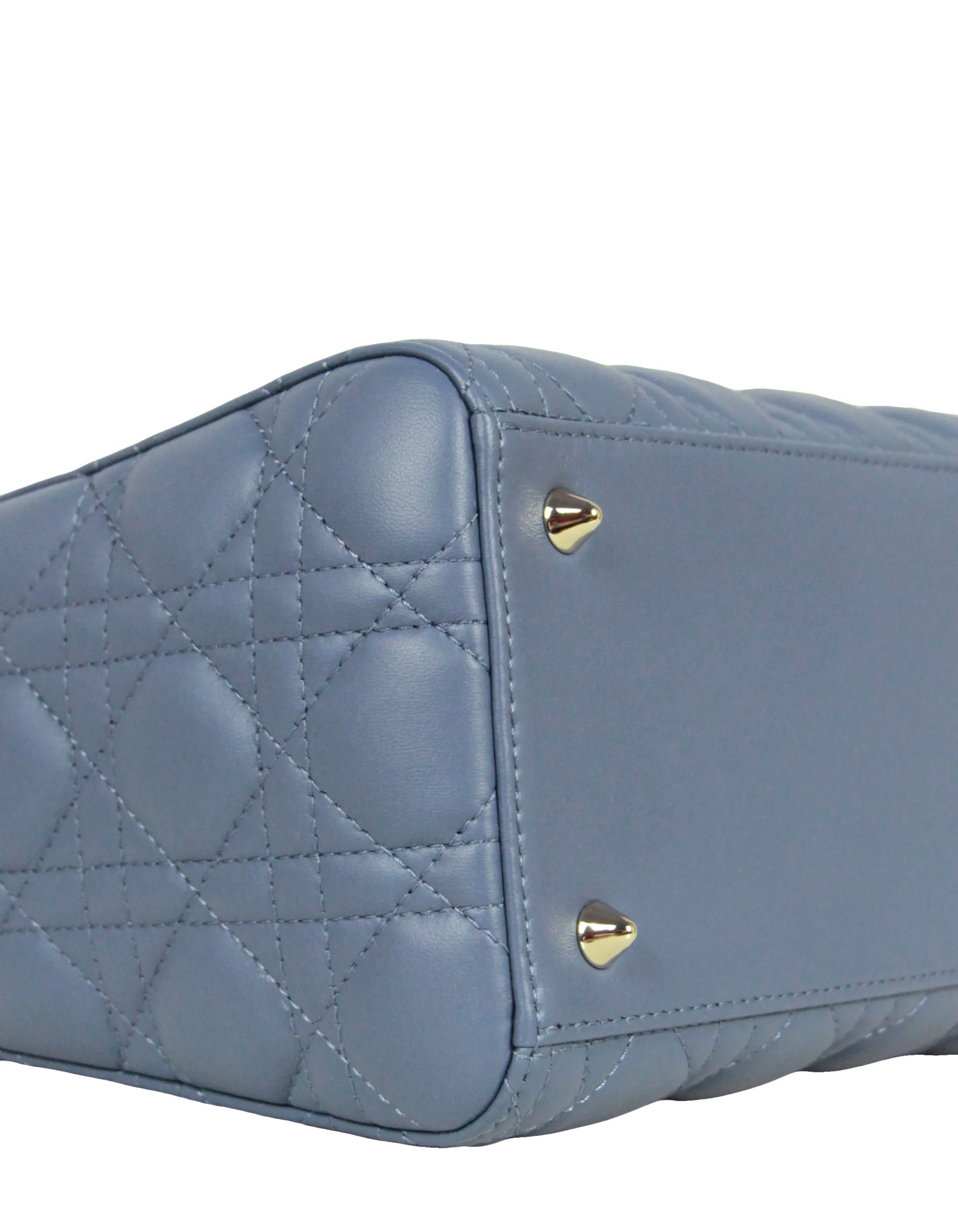Christian Dior Slate Blue Leather Cannage Quilted Medium Lady Dior Bag