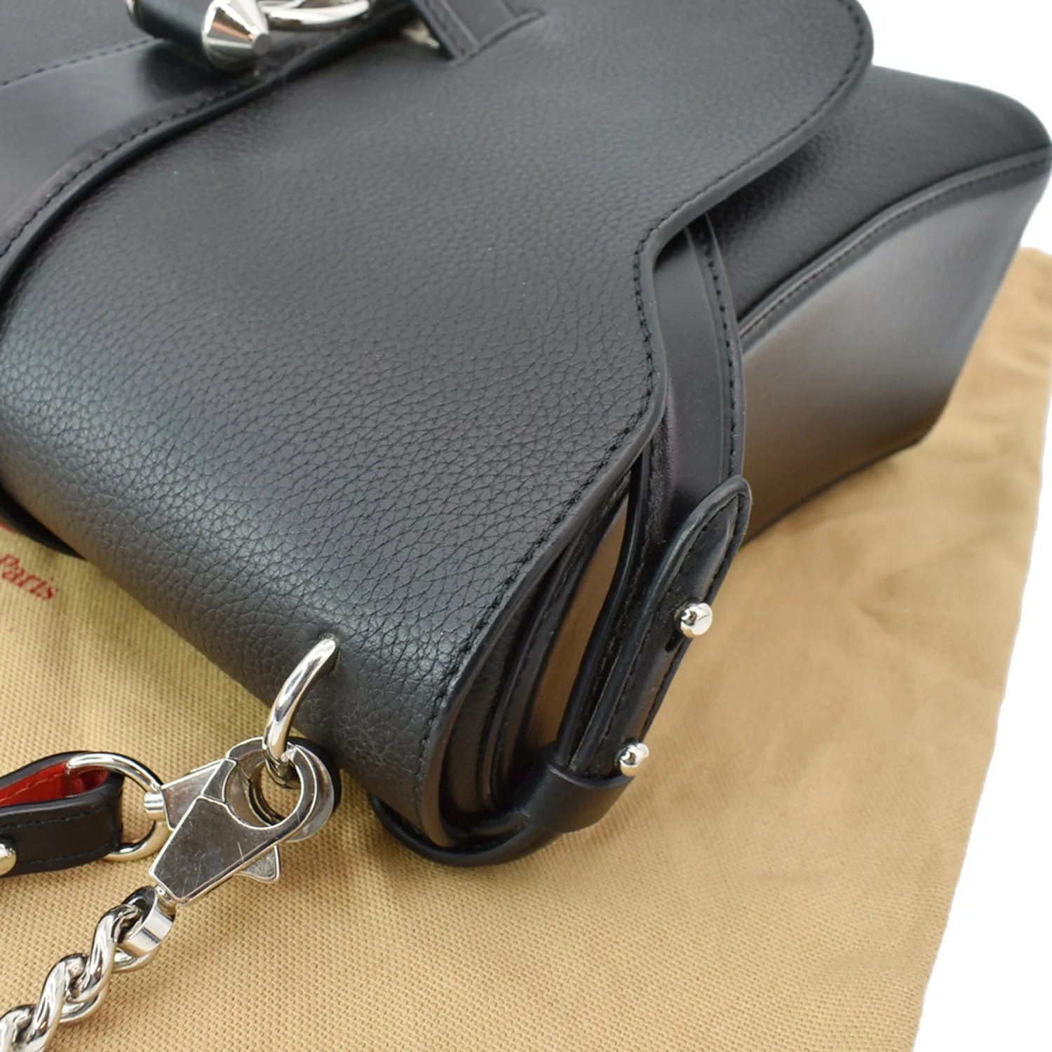 CHRISTIAN LOUBOUTIN Pebbled Small Rubylou Shoulder Bag Black