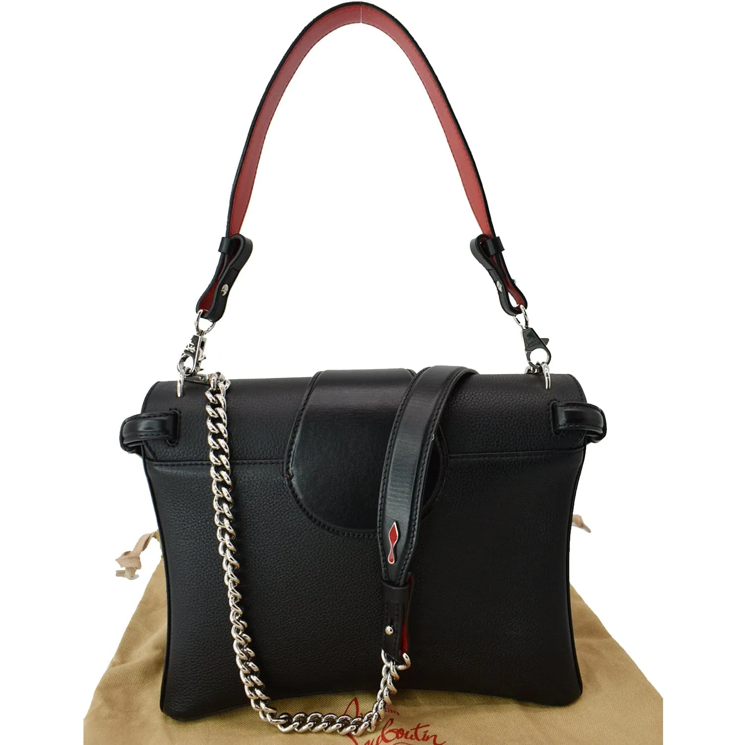 CHRISTIAN LOUBOUTIN Pebbled Small Rubylou Shoulder Bag Black