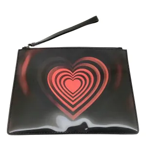 Christopher Kane Black Red Wristlet with Iridescent Heart