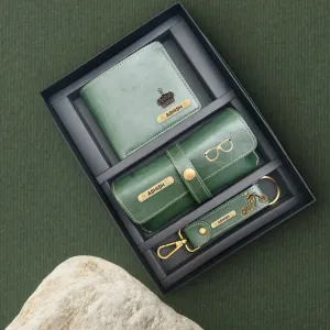 Classy Leather Customized Men's Combo (3 pcs) - Green