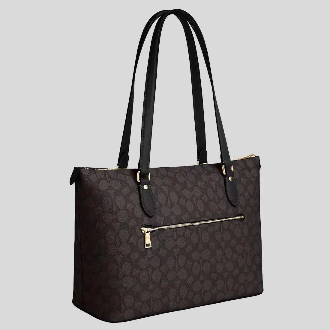 COACH Gallery Tote Bag In Signature Canvas Walnut/Black RB-CW381