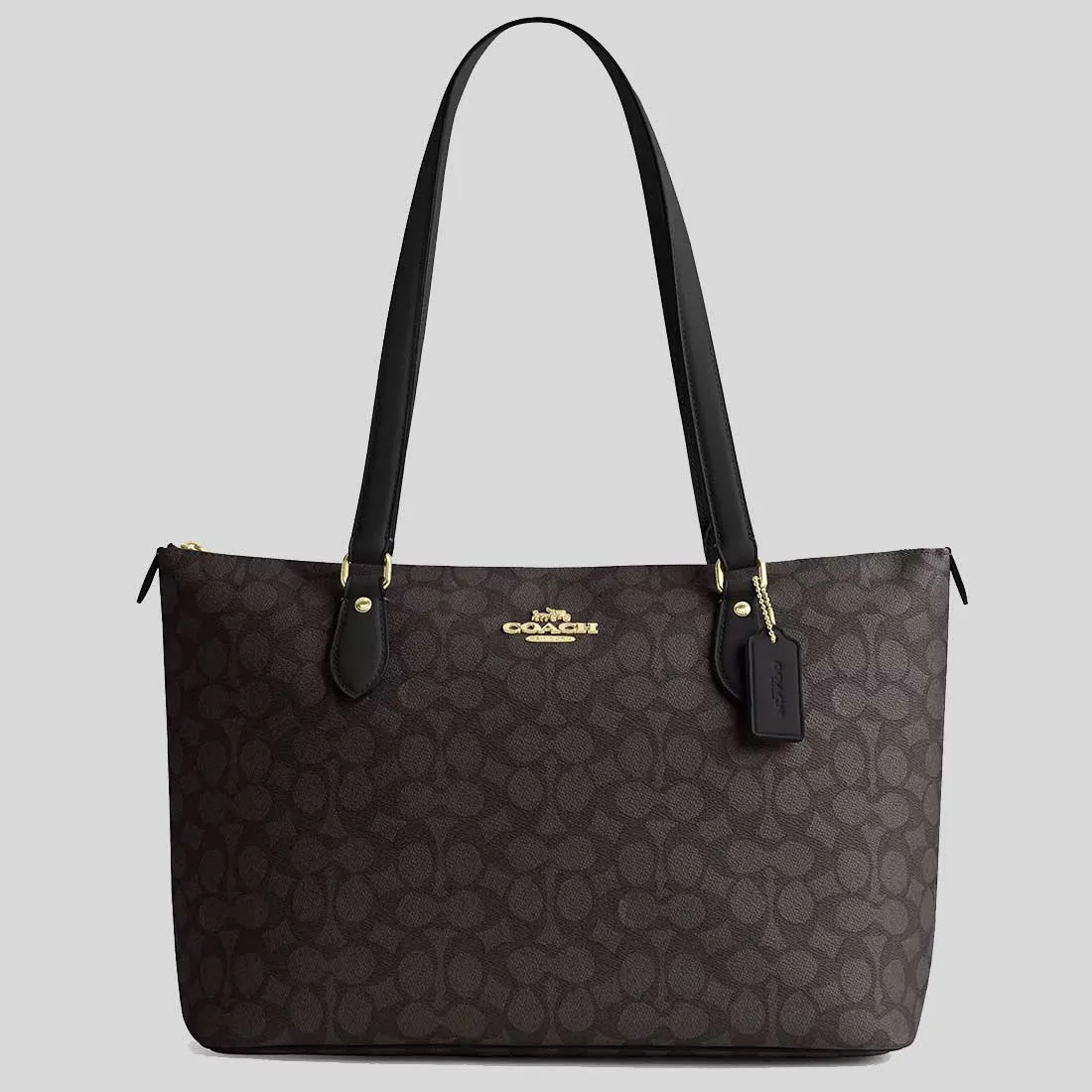 COACH Gallery Tote Bag In Signature Canvas Walnut/Black RB-CW381