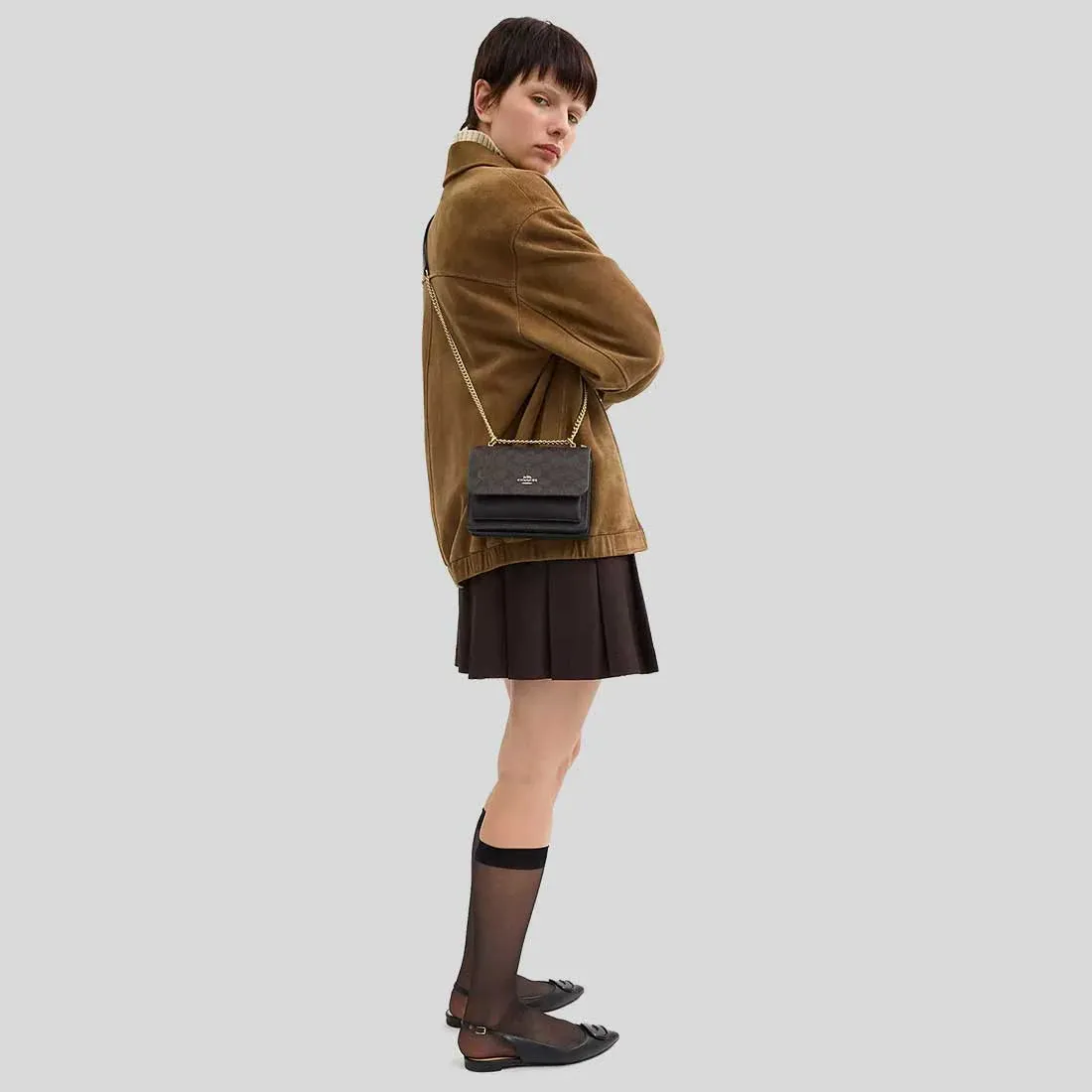 COACH Mini Klare Crossbody Bag In Signature Canvas Walnut/Black RB-CW206