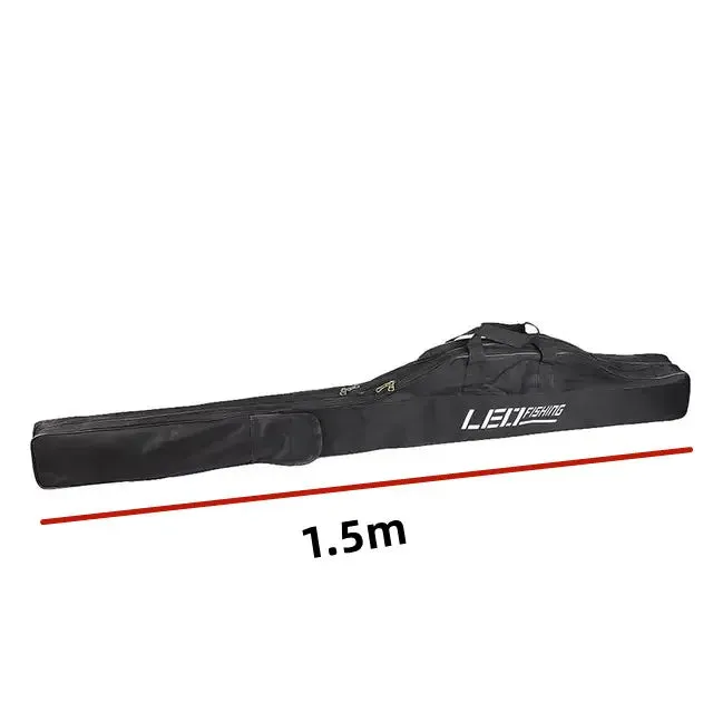 Collapsible Fishing Rod Bags, Double Layer, Large Capacity, 420D Oxford Cloth, Sea Fishing Tackle, Foldable Package, 1m, 1.5m