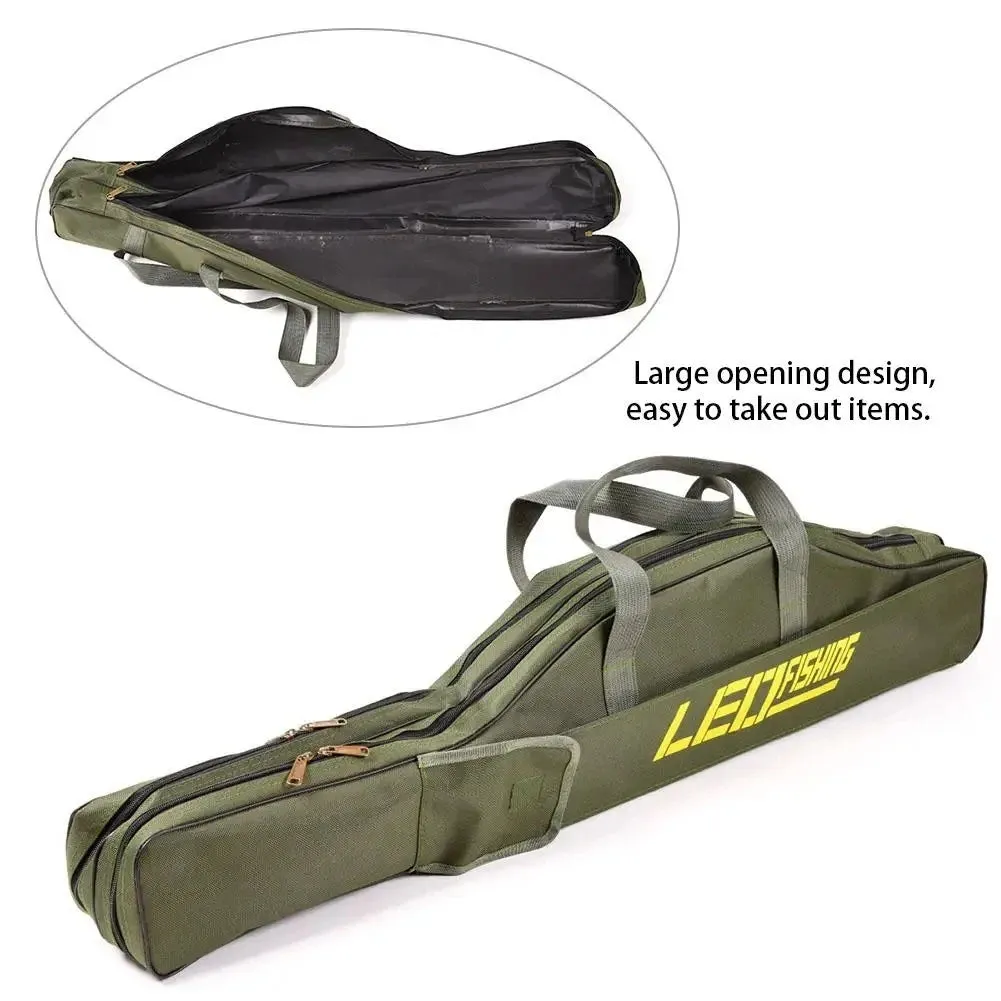 Collapsible Fishing Rod Bags, Double Layer, Large Capacity, 420D Oxford Cloth, Sea Fishing Tackle, Foldable Package, 1m, 1.5m