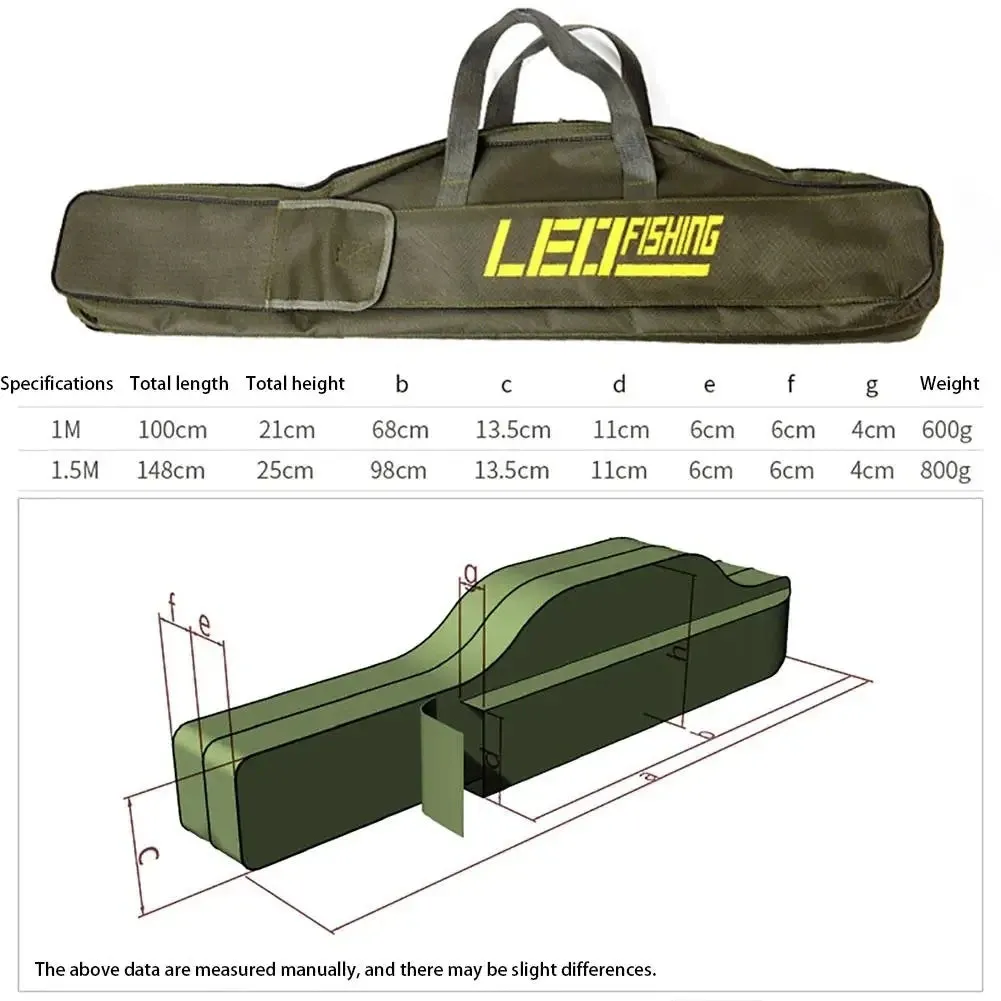 Collapsible Fishing Rod Bags, Double Layer, Large Capacity, 420D Oxford Cloth, Sea Fishing Tackle, Foldable Package, 1m, 1.5m