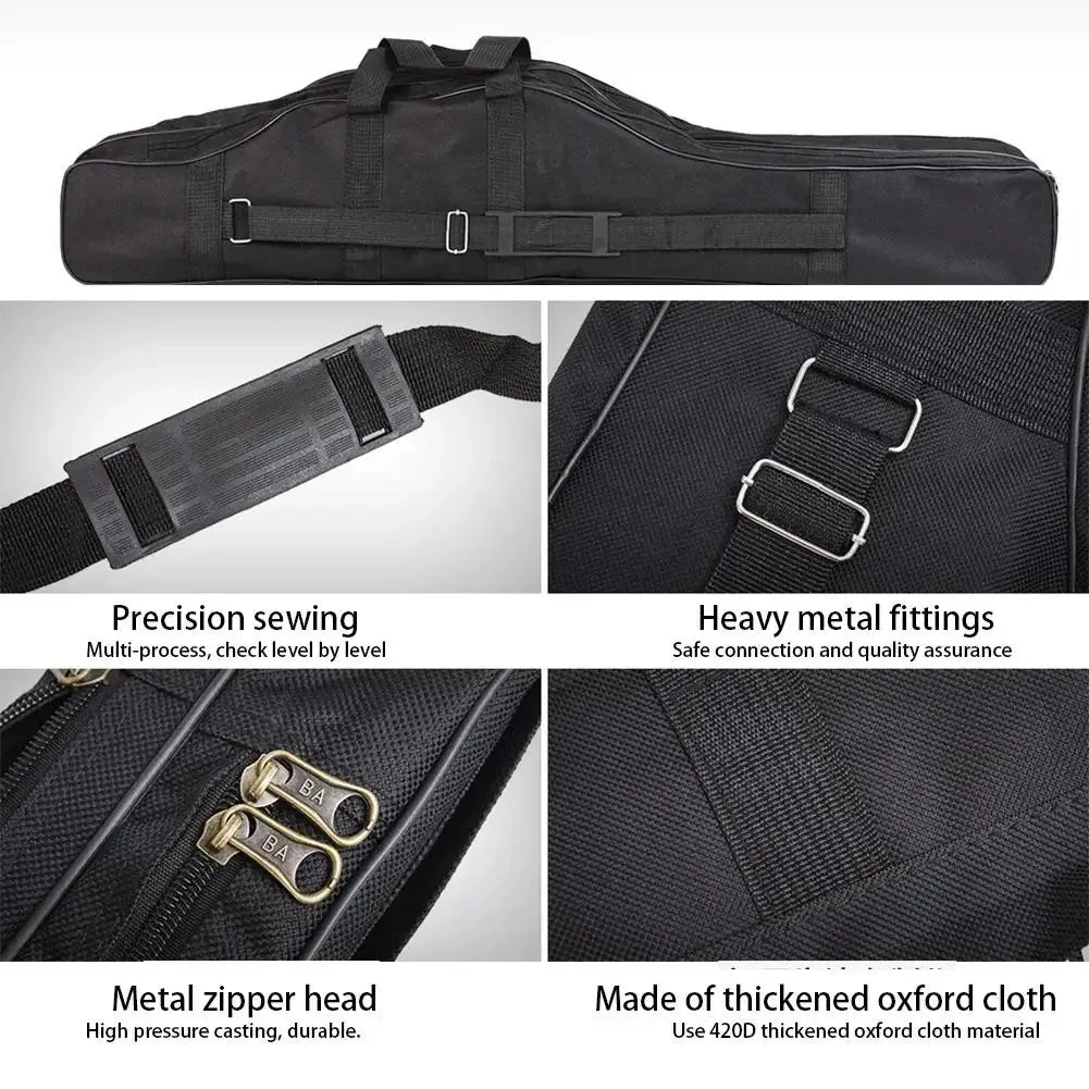 Collapsible Fishing Rod Bags, Double Layer, Large Capacity, 420D Oxford Cloth, Sea Fishing Tackle, Foldable Package, 1m, 1.5m
