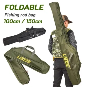 Collapsible Fishing Rod Bags, Double Layer, Large Capacity, 420D Oxford Cloth, Sea Fishing Tackle, Foldable Package, 1m, 1.5m