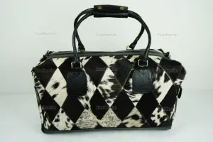 Cowhide Patchwork Duffel Bag | Natural Cowhide Duffel Bag | Hair-On-Leather Travel Bag | Cowhide Luggage Bag | Handmade Duffel Bag | DB92