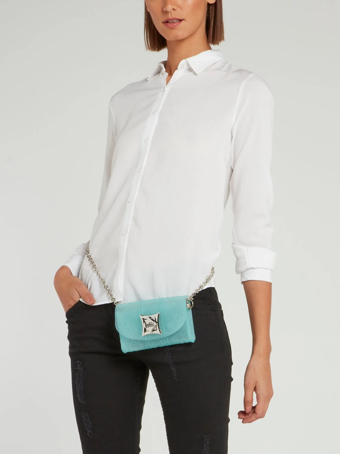 Crystal Blue Iris Lace Mini Bag