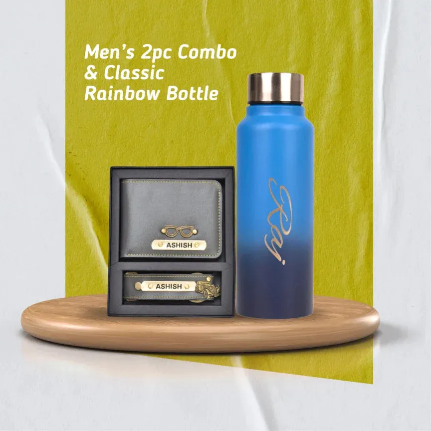 Customized Men's 3 Pcs Combo with Classic Bottle - Grey