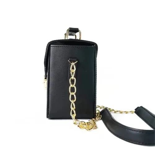 Customized Women's Buttoned Leather Bag   Mini Make up Kit - Black Wine