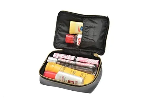 Customized Women's Buttoned Leather Bag   Mini Make up Kit - Grey Grey