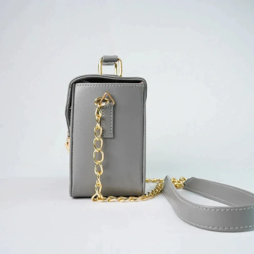 Customized Women's Leather bag (Buttoned) - Grey